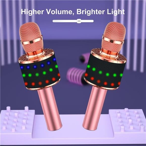 Wireless Bluetooth Karaoke Microphone with Controllable LED Lights,4in1 Portable - Picture 5 of 6